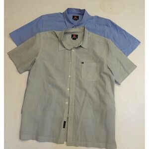 Quiksilver Shirt Mens L Multicolor Check Short Sleeve Button Up Pockets Lot 2
